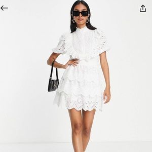 Aria Cove broderie lace tiered mini dress
